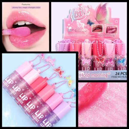 Glow Lip Gloss with Mini Butterfly Keychain