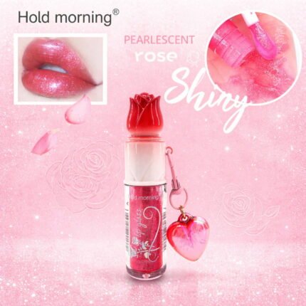 Rose Charm Heart Keychain Shimmer LipGloss
