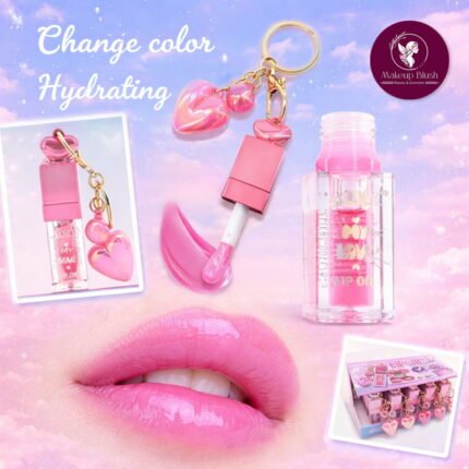 Heart Charm keychain Color Changing Lip Oil (Moisturizing Gloss)